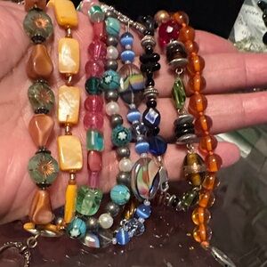Colorful Beaded Bracelet Set, Lot Of 9 untested bracelets Vintage to Modern